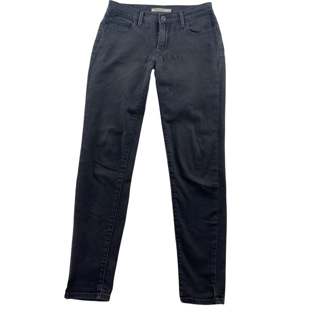 Levis Women's 710 Jeans Size 27 Ankle Classic Super Skinny Black Denim FLAWS